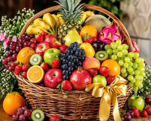 A basket of assorted fresh fruit